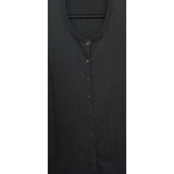 Talbots Black Cable Knit Button Front Cardigan Black size M - Picture 6 of 7